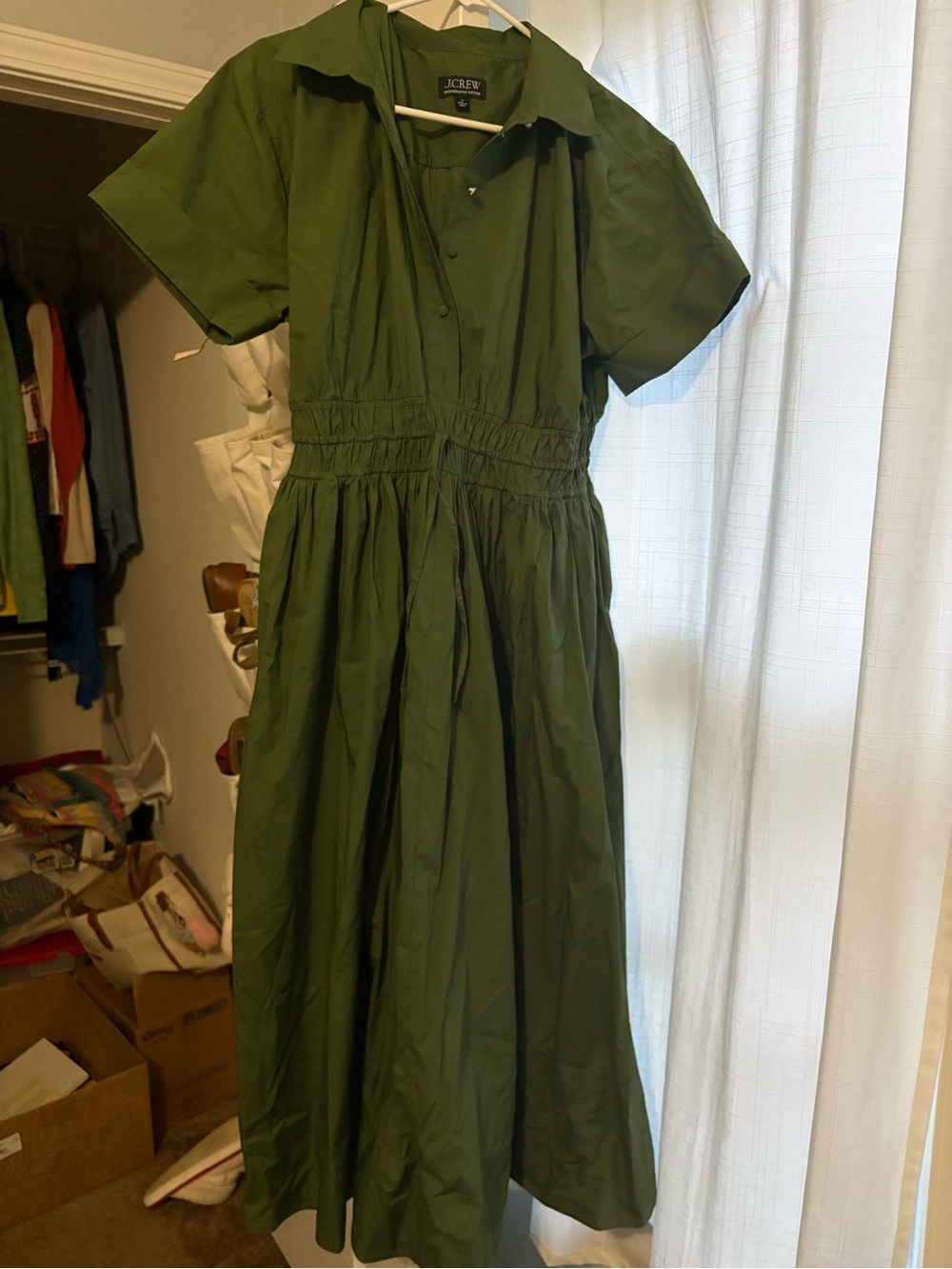 J. Crew Olive Short-Sleeve Dress Size 14